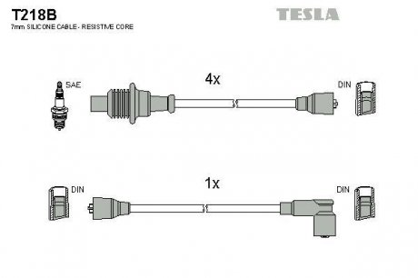 К-т дротів високої напруги Tesla T218B (фото 1)