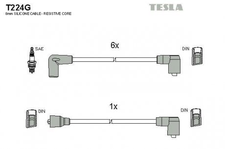 К-т дротів високої напруги Tesla T224G (фото 1)