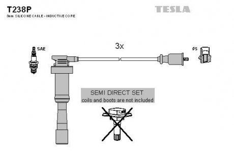 К-т дротів високої напруги Tesla T238P (фото 1)