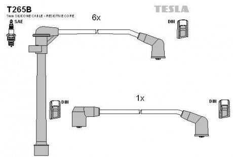 К-т дротів високої напруги Tesla T265B (фото 1)