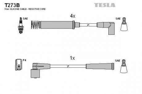 К-т дротів високої напруги Tesla T273B (фото 1)