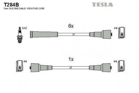 К-т дротів високої напруги Tesla T284B (фото 1)