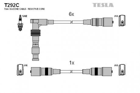 К-т дротів високої напруги Tesla T292C (фото 1)