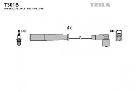 К-т дротів високої напруги Tesla T301B (фото 1)