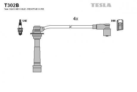 К-т дротів високої напруги Tesla T302B (фото 1)