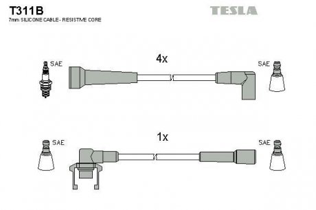 К-т дротів високої напруги Tesla T311B (фото 1)