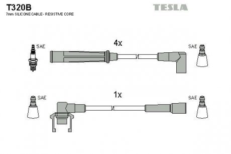 К-т дротів високої напруги Tesla T320B (фото 1)