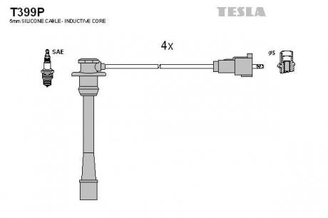 К-т дротів високої напруги Tesla T399P (фото 1)