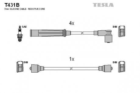 К-т дротів високої напруги Tesla T431B (фото 1)