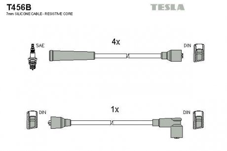 К-т дротів високої напруги Tesla T456B (фото 1)