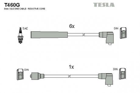 К-т дротів високої напруги Tesla T460G (фото 1)