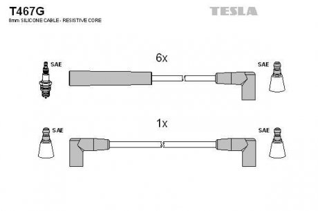 К-т дротів високої напруги Tesla T467G (фото 1)