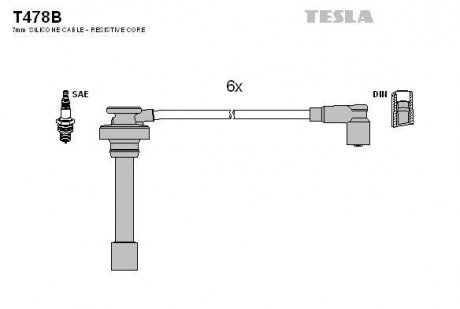 К-т дротів високої напруги Tesla T478B (фото 1)