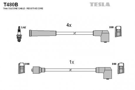 К-т дротів високої напруги Tesla T480B (фото 1)