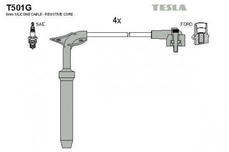 К-т дротів високої напруги Tesla T501G (фото 1)