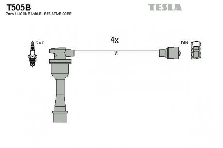 К-т дротів високої напруги Tesla T505B (фото 1)