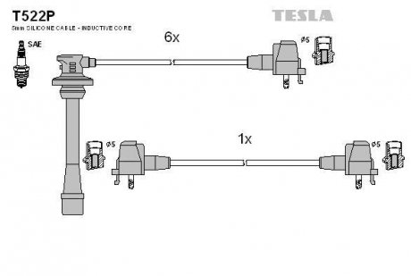 К-т дротів високої напруги Tesla T522P (фото 1)
