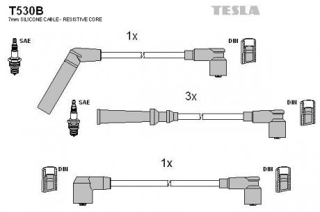 К-т дротів високої напруги Tesla T530B (фото 1)