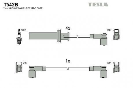 К-т дротів високої напруги Tesla T542B (фото 1)