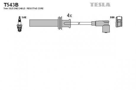 К-т дротів високої напруги Tesla T543B (фото 1)