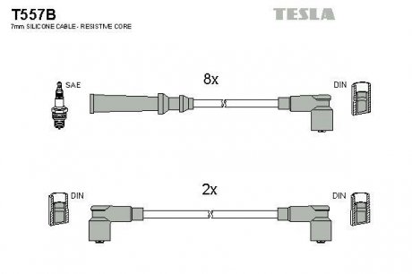К-т дротів високої напруги Tesla T557B (фото 1)