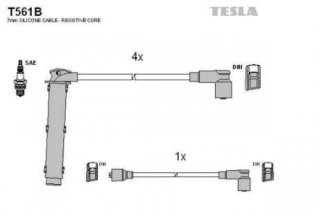 К-т дротів високої напруги Tesla T561B (фото 1)