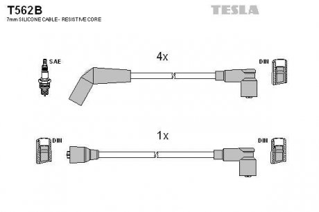 К-т дротів високої напруги Tesla T562B (фото 1)