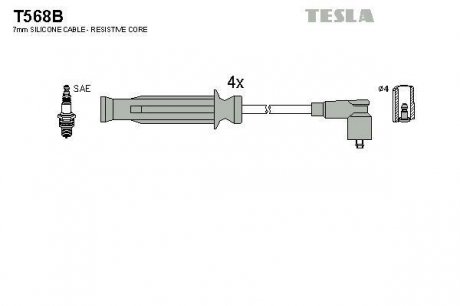 К-т дротів високої напруги Tesla T568B (фото 1)