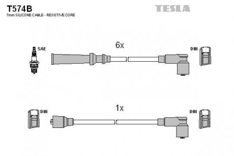 К-т дротів високої напруги Tesla T574B (фото 1)