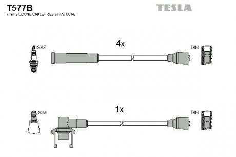 К-т дротів високої напруги Tesla T577B (фото 1)