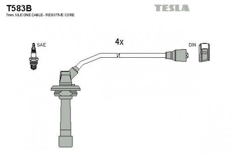К-т дротів високої напруги Tesla T583B (фото 1)