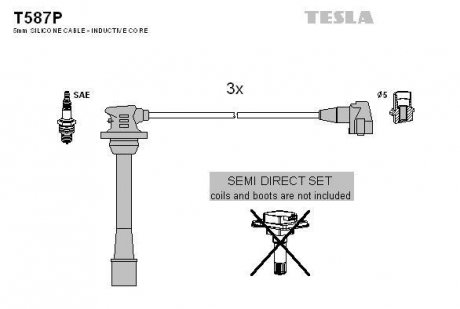 К-т дротів високої напруги Tesla T587P (фото 1)