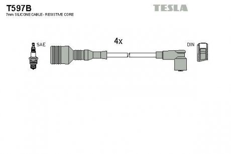 К-т дротів високої напруги Tesla T597B (фото 1)