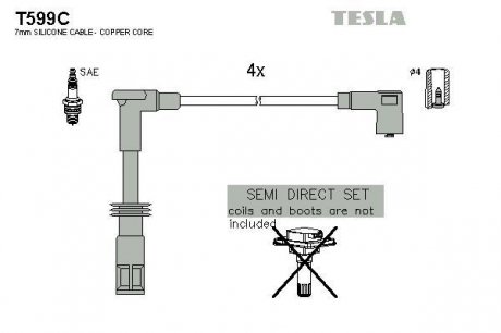 К-т дротів високої напруги Tesla T599C (фото 1)
