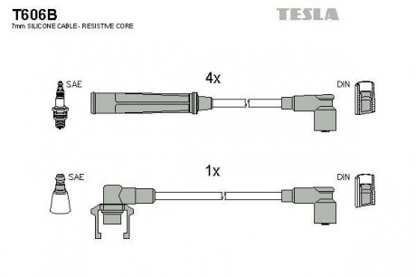 К-т дротів високої напруги Tesla T606B (фото 1)