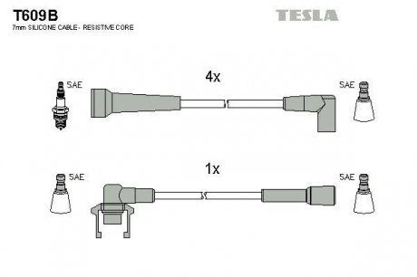 К-т дротів високої напруги Tesla T609B (фото 1)