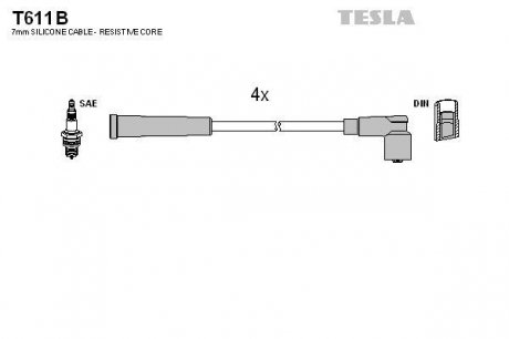 К-т дротів високої напруги Tesla T611B (фото 1)