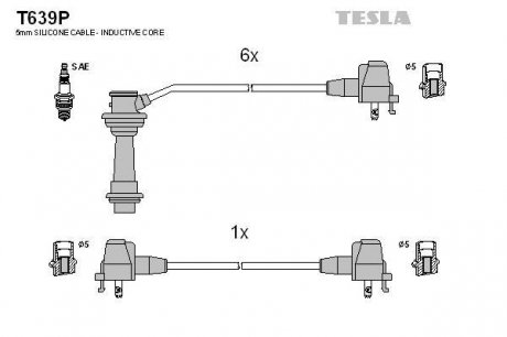 К-т дротів високої напруги Tesla T639P (фото 1)