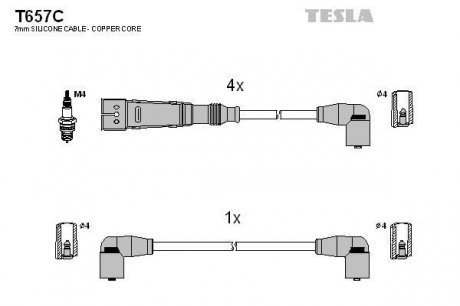 К-т дротів високої напруги Tesla T657C (фото 1)