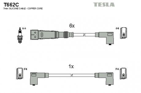 К-т дротів високої напруги Tesla T662C (фото 1)