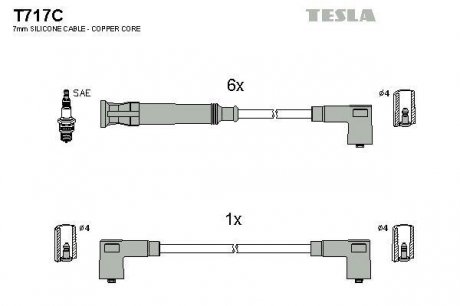 К-т дротів високої напруги Tesla T717C (фото 1)