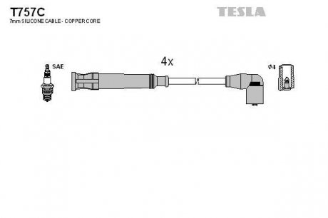 К-т дротів високої напруги Tesla T757C (фото 1)