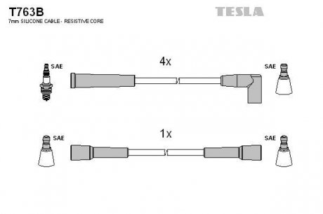 К-т дротів високої напруги Tesla T763B (фото 1)