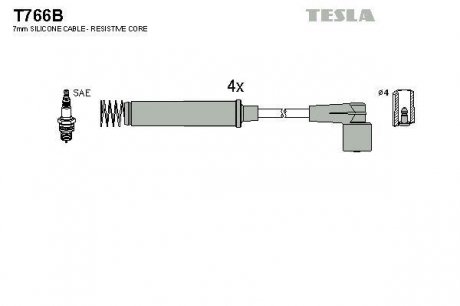К-т дротів високої напруги Tesla T766B (фото 1)
