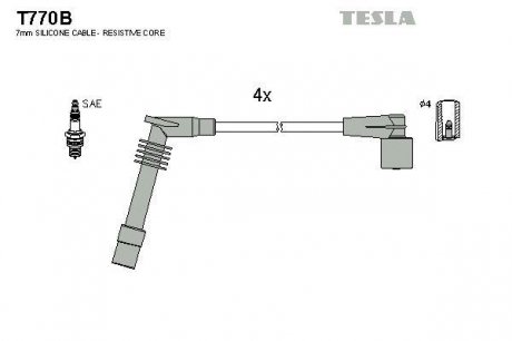 К-т дротів високої напруги Tesla T770B (фото 1)