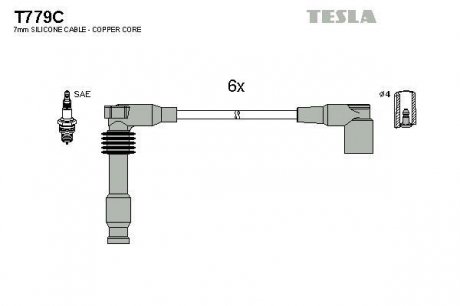 К-т дротів високої напруги Tesla T779C (фото 1)