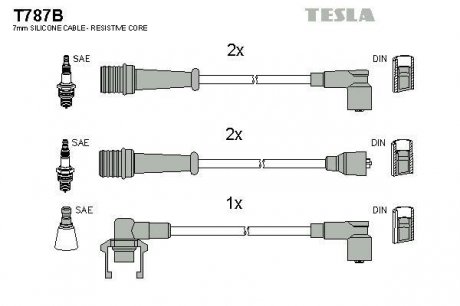К-т дротів високої напруги Tesla T787B (фото 1)