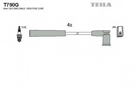 К-т дротів високої напруги Tesla T790G (фото 1)