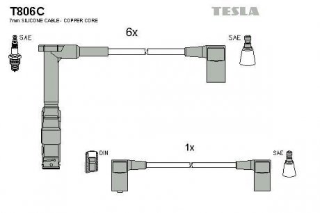 К-т дротів високої напруги Tesla T806C (фото 1)