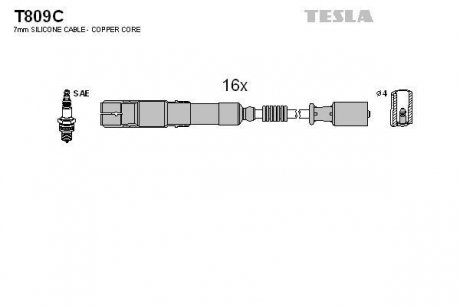 К-т дротів високої напруги Tesla T809C (фото 1)